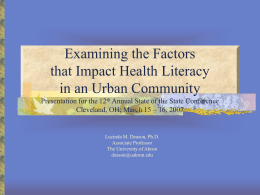 Examining the Factors that Impact Health Literacy in an Urban