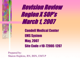 Revision Review Region X SOP`s March 1, 2007