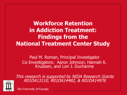 Findings from the National Treatment Center Study