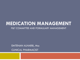 Medication management a focus on P&T committee and formulary