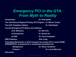 Hospital and EMS PCI status and initiatives