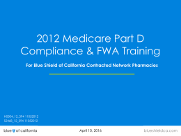 the 2012 Medicare Part D Compliance and