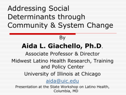 Addressing Health disp through community and system change 2009