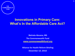 Melinda Abrams Presentation - Alliance for Health Reform
