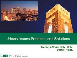 Rebecca Shaw–Urinary issues problems and solutions 2015