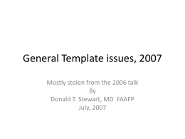 General Template issues, 2007