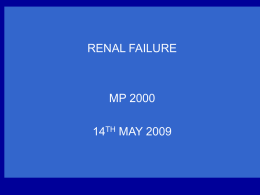 Background to Acute Renal Failure