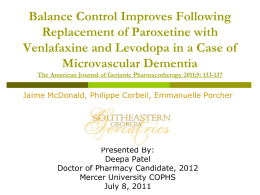Balance Control Improves Following Replacement of Paroxetine