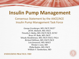 Insulin Pump Consensus Statement Slide Presentation