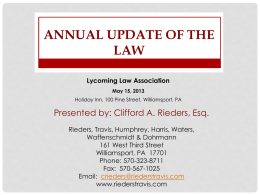 Annual Update of the Law - Rieders, Travis, Humphrey, Waters