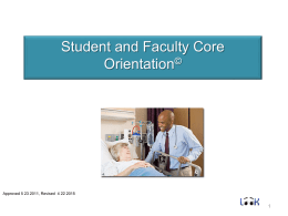 Core Orientation Module for Students and Faculty