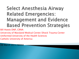 Anesthesia Emergencies - Maryland Association of Nurse Anesthetists