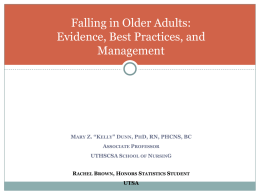 Falling in Older Adults: Evidence, Best Practices, and