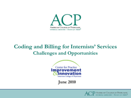Coding and Billing for Internists` Services