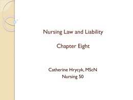 Nursing Law and Liability Chapter Nine