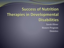 Success of Nutrition Therapies in Developmental Disabilities