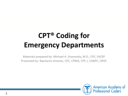 CPT® Coding for Emergency Departments