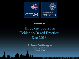 Day One Introduction – Prof Carl Heneghan