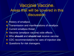 Vaccinia Information - Northern Virginia EMS Council