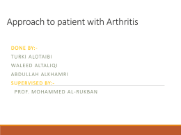 Approach to patient with Arthiritis