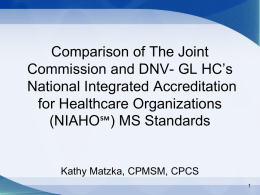 Comparison of The Joint Commission and DNVHC NIAHO