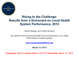 Results from a Scorecard on Local Health System Performance