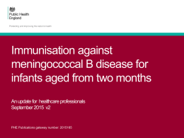Meningococcal B: training slides for healthcare professionals