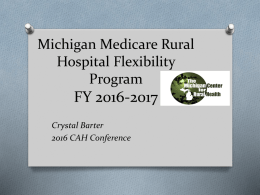 FY 2015-2016 Workplan - Michigan Center for Rural Health