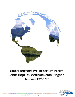 Global Brigades Pre-Departure Packet Johns