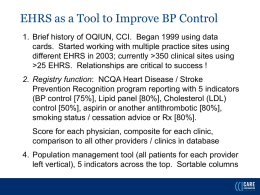 EHRS as a Tool to Improve Hypertension Control