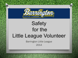 FIRST AID for the Little League Volunteer