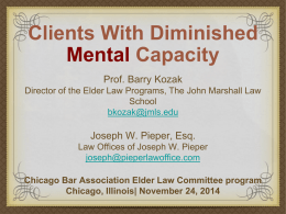 Clients With Diminished Mental Capacity