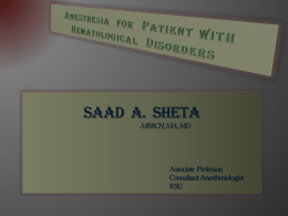 Anesthetic management of patients with hematological diseasex