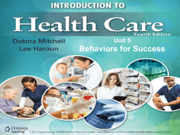 Unit 5 Behaviors for Success Chapter 12 Lifestyle