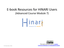 E-book Resources for HINARI Users (module 7.5)