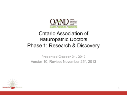 ND, 8 years in practice - Ontario Association of Naturopathic Doctors
