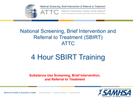 National SBIRT TOT ATTC 4 Hour Curriculumx