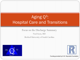 Aging Q3: Hospital Care and Transitions