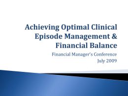 Achieving Optimal Clinical Episode Management