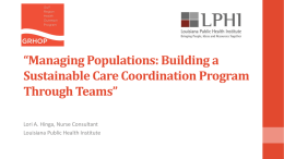 Building a Sustainable Care Coordination Program through Teams