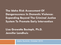 The Idaho Risk Assessment Of Dangerousness In Domestic Violence