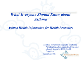 Introduction for Asthma Health Promoters