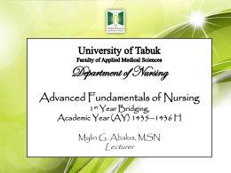 University of Tabuk Faculty of Applied Medical Sciences Department