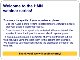 HMN Webinar #11 - Healthy Minds Network