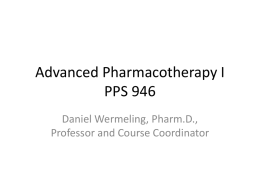 Advanced Pharmacotherapy I PPS 946