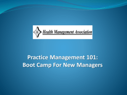 Practice Management 101 - Health Management Association