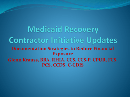 Medicaid Recovery Contractor Initiative Updates Documentation