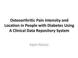 Osteoarthritis Pain Intensity and Locations in People with Diabetes