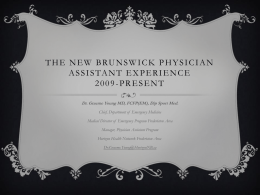The New Brunswick Physician Assistant Experience - CAPA