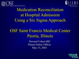 IHI Presentation Medication Reconciliation Project